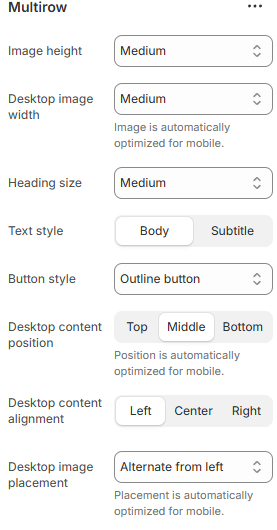 Multirow settings